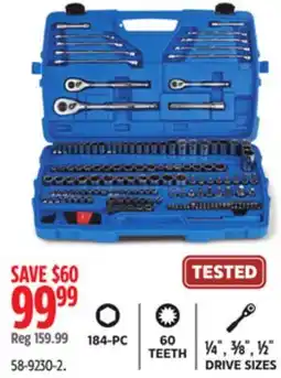 Canadian Tire Mastercraft Socket Set, 184-pc, SAE / Metric, CRV, Nickel-Chrome Plating offer