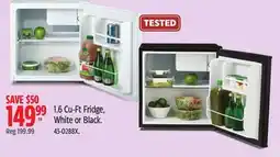 Canadian Tire MasterChef 1.6 Cu-Ft Fridge, White or Black offer