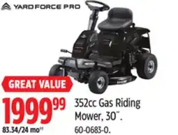 Canadian Tire Yardforce 352cc Gas Riding Mower, 30˝ offer