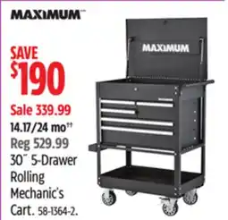 Canadian Tire MAXIMUM 30˝ 5-Drawer Rolling Mechanic's Cart offer