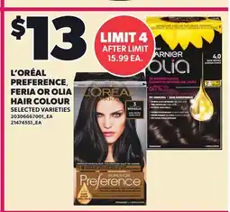 Loblaws L'ORÉAL PREFERENCE, FERIA OR OLIA HAIR COLOUR offer