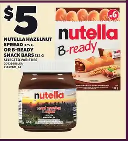 Loblaws NUTELLA HAZELNUT SPREAD, 375 G OR B-READY SNACK BARS, 132 G offer