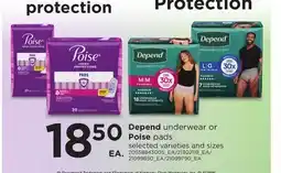 Loblaws DEPEND UNDERWEAR OR POISE PADS offer