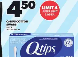 Loblaws Q-TIPS COTTON SWABS, 500'S offer