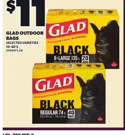 Loblaws GLAD OUTDOOR BAGS, 10-40'S offer
