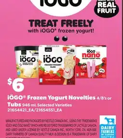 Loblaws IÖGO FROZEN YOGURT NOVELTIES, 4/8'S OR TUBS offer