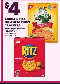 Loblaws CHRISTIE RITZ OR WHEAT THINS CRACKERS, 180/304 G offer