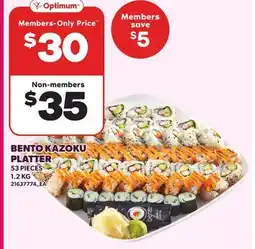 Loblaws BENTO KAZOKU PLATTER, 53 PIECES offer