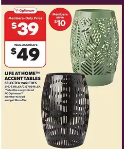 Loblaws LIFE AT HOME ACCENT TABLES offer