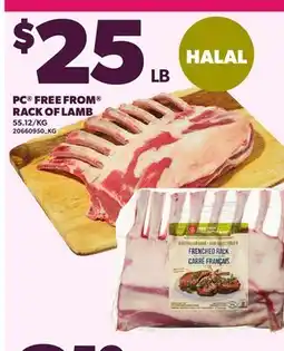Loblaws PC FREE FROM RACK OF LAMB, 55.12/KG offer