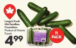 Longo's Fresh Mini Seedless Cucumbers offer