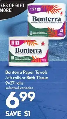 Longo's Paper Towels 3=6 rolls or Bath Tissue 9=27 rolls offer