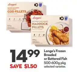 Longo's Frozen Breaded or Battered Fish offer