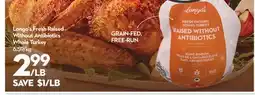Longo's Fresh Raised Without Antibiotics Whole Turkey offer