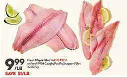 Longo's Fresh Tilapia Fillet VALUE PACK or Fresh Wild Caught Pacific Snapper Fillet offer