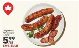 Longo's Fresh Pork Sausages offer