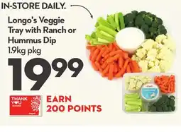 Longo's Veggie Tray with Ranch or Hummus Dip offer