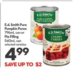 Longo's Pure Pumpkin Puree 796mL can or Pie Filling 540mL can offer