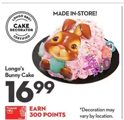 Longo's Bunny Cake offer