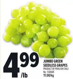 Metro JUMBO GREEN SEEDLESS GRAPES offer