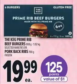 Metro THE KEG PRIME RIB BEEF BURGERS offer