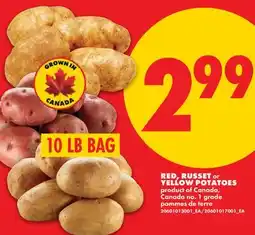 No Frills RED, RUSSET OR YELLOW POTATOES, 10 LB BAG offer