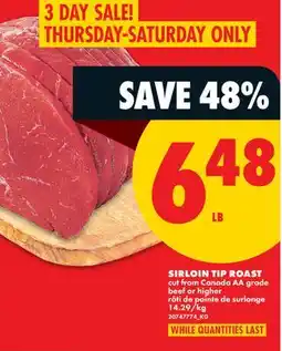 No Frills SIRLOIN TIP ROAST CUT offer