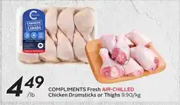 Sobeys COMPLIMENTS Fresh AIR-CHILLED Chicken Drumsticks or Thighs offer