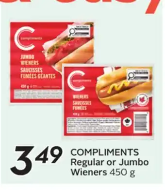 Sobeys COMPLIMENTS Regular or Jumbo Wieners offer