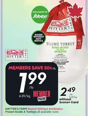 Sobeys Raised Without Antibiotics Frozen Grade A Turkeys offer