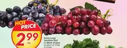 Sobeys Extra Large Seedless Red or Black Grapes offer