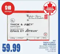 Wholesale Club THICK & JUICY BEEF BURGERS offer