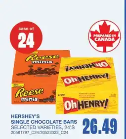 Wholesale Club HERSHEY'S SINGLE CHOCOLATE BARS, 24'S offer
