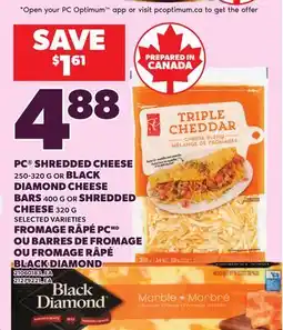 Independent Grocer PC SHREDDED CHEESE, 250-320 G OR BLACK DIAMOND CHEESE BARS, 400 G OR SHREDDED CHEESE, 320 G offer