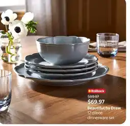 Walmart Beautiful by Drew 12-piece dinnerware set offer