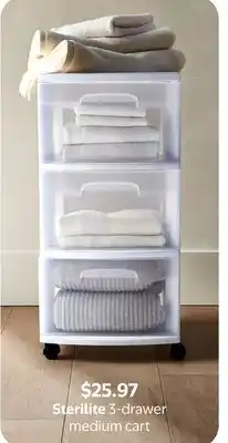 Walmart Sterilite 3-drawer medium cart offer