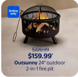 Walmart Outsunny 24 outdoor 2-in-1 fire pit offer