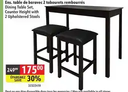 Sushi Shop Dining Table Set, Counter Height with 2 Upholstered Stools offer