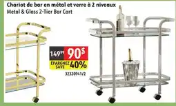 Sushi Shop Metal & Glass 2-Tier Bar Cart offer