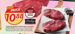Sobeys STERLING SILVER Fresh Boneless Top Sirloin Grilling Steaks offer