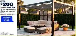 RONA Landon & Co 10' x 12' pergola with sliding fabric panels offer