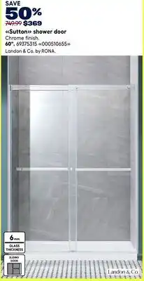 RONA Landon & Co. Sutton Shower Door offer