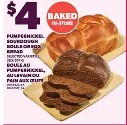Valu-mart BOULE AU PUMPERNICKEL, AU LEVAIN OU PAIN AUX ŒUFS, 383/574 G offer