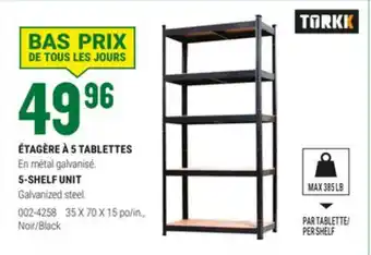 BMR ÉTAGÈRE À 5 TABLETTES offer