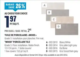 BMR TUILE DE PORCELAINE  MOOD  offer