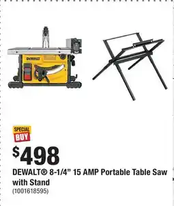 Home Depot DEWALT 8-1/4 15 AMP Portable Table Saw with Stand offer