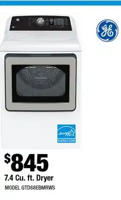 Home Depot 7.4 Cu. Ft. Dryer offer