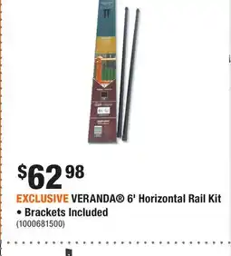 Home Depot EXCLUSIVE VERANDA 6' Horizontal Rail Kit • Brackets Included offer