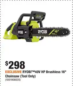 Home Depot EXCLUSIVE RYOBI 40V HP Brushless 16 Chainsaw (Tool Only) offer