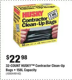 Home Depot 32-COUNT HUSKY Contractor Clean-Up Bags • 158L Capacity offer